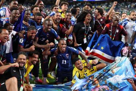 Seleção de Cabo Verde após classificação na Copa do Mundo