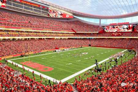 Projeto do novo estádio do Kansas City Chiefs • Divulgação MANICA/Kansas City Chiefs