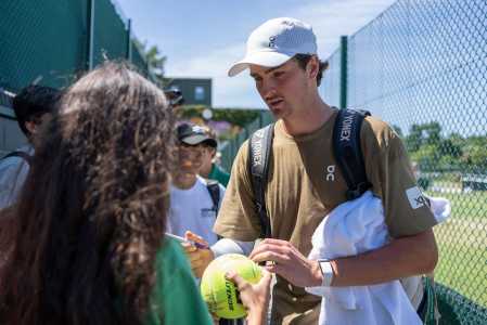 João Fonseca durante o torneio de Wimbledon, na Inglaterra