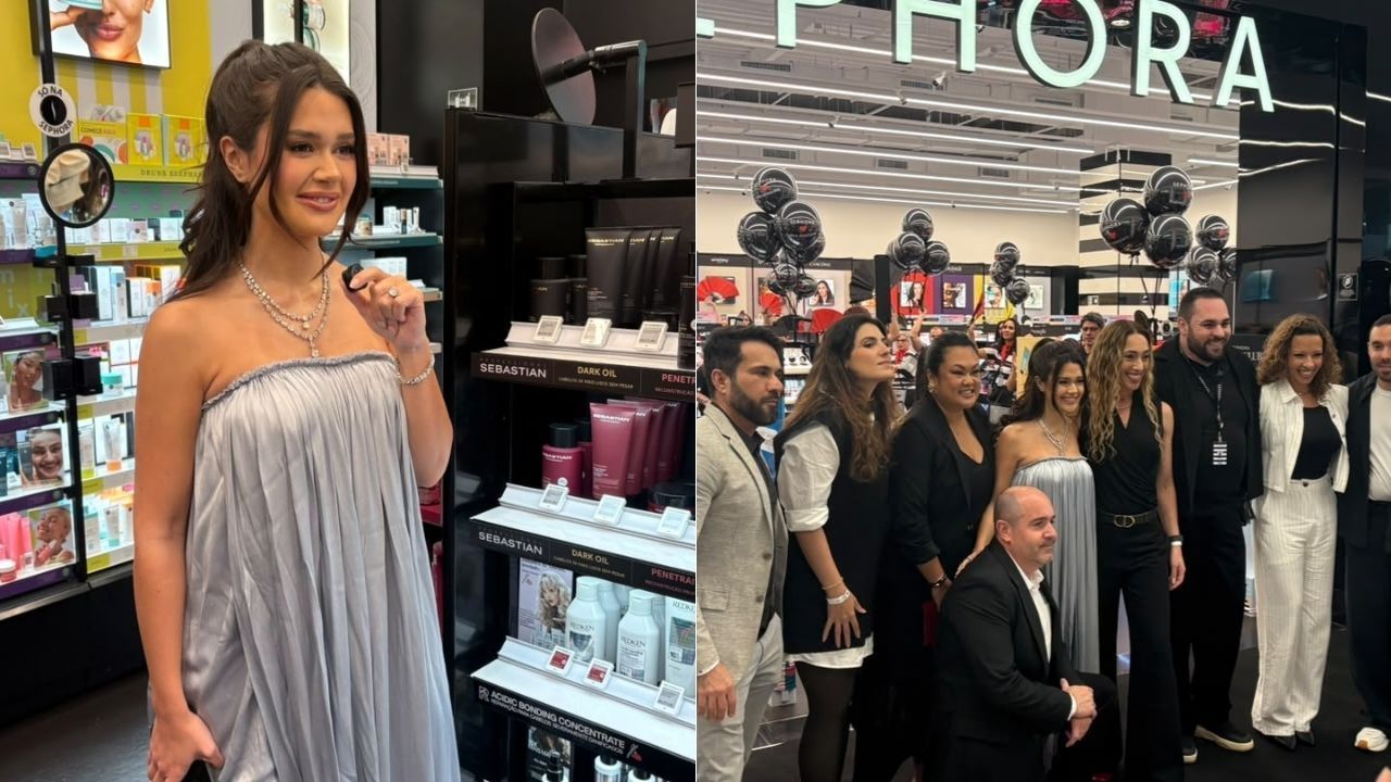 Fãs fazem fila para tirar foto com Franciny Ehlke na inauguração da Sephora no BH Shopping