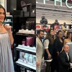 Fãs fazem fila para tirar foto com Franciny Ehlke na inauguração da Sephora no BH Shopping
