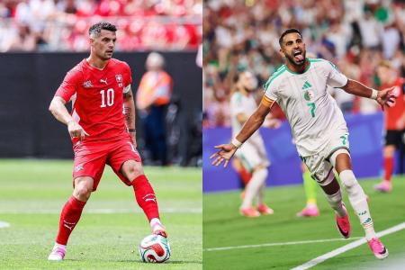 Granit Xhaka (à esquerda) e Mahrez (à direita)