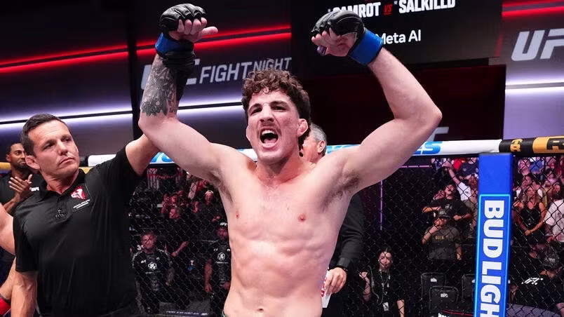 Quinlan Salkilld celebra vitória sobre Mateusz Gamrot no UFC Vegas 120