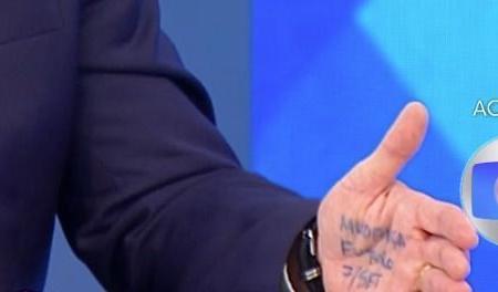 O que estava escrito na mão de Flávio Bolsonaro durante sabatina no JN?