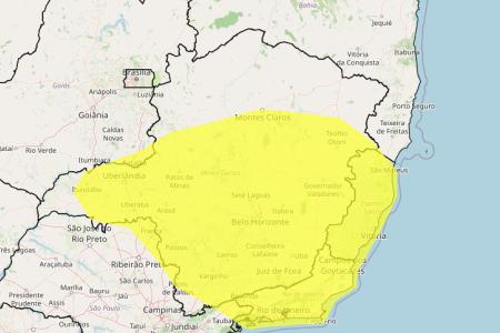 Tempestade em MG: veja lista das 719 cidades sob alerta amarelo nesta quinta (27) • Reprodução/ Inmet
