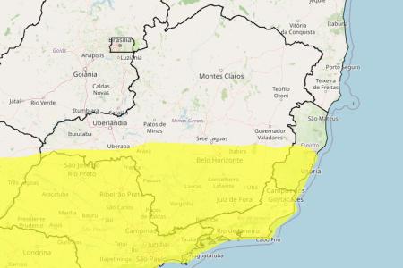 Tempestade e granizo em MG: veja lista das 505 cidades sob alerta nesta quarta (26) • Reprodução/ Inmet