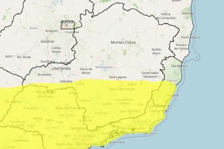 Alerta de tempestade e granizo em RJ: confira a lista das 93 cidades sob alerta • Reprodução / INMET