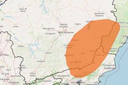 Tempestade e granizo em MG: veja lista das 211 cidades sob alerta nesta quinta (27) • Reprodução/ Inmet