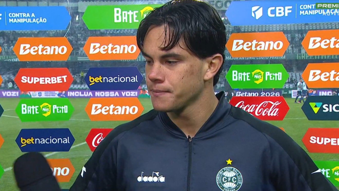 JP Chermont celebra oportunidade e é direto sobre objetivo do Coritiba no Brasileirão