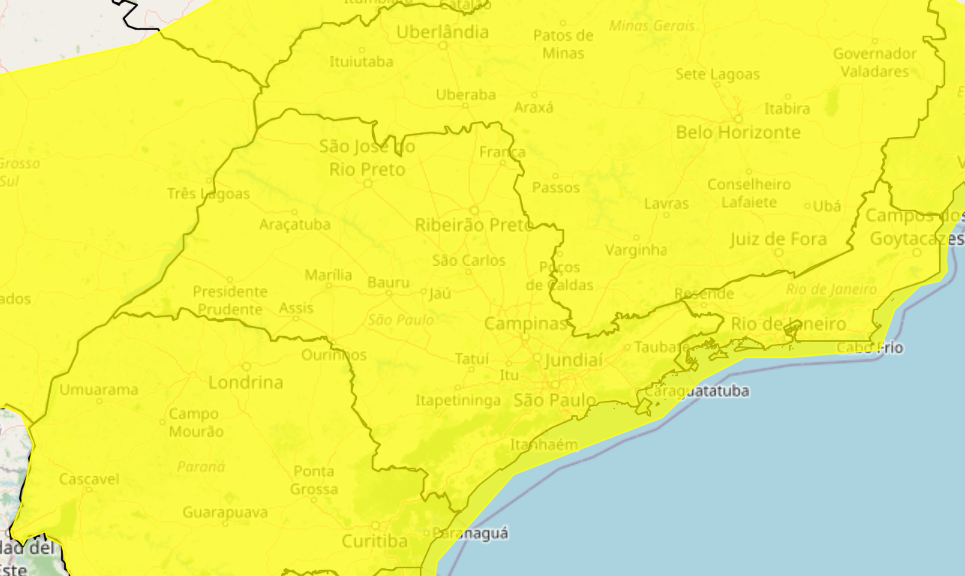 Inmet emite alerta de tempestade para cidades de Minas Gerais