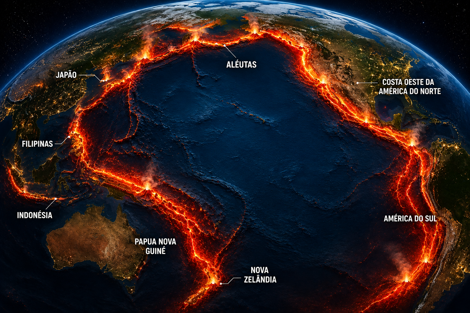 O que é o Cinturão de Fogo do Pacífico, onde ocorrem 90% dos terremotos do mundo