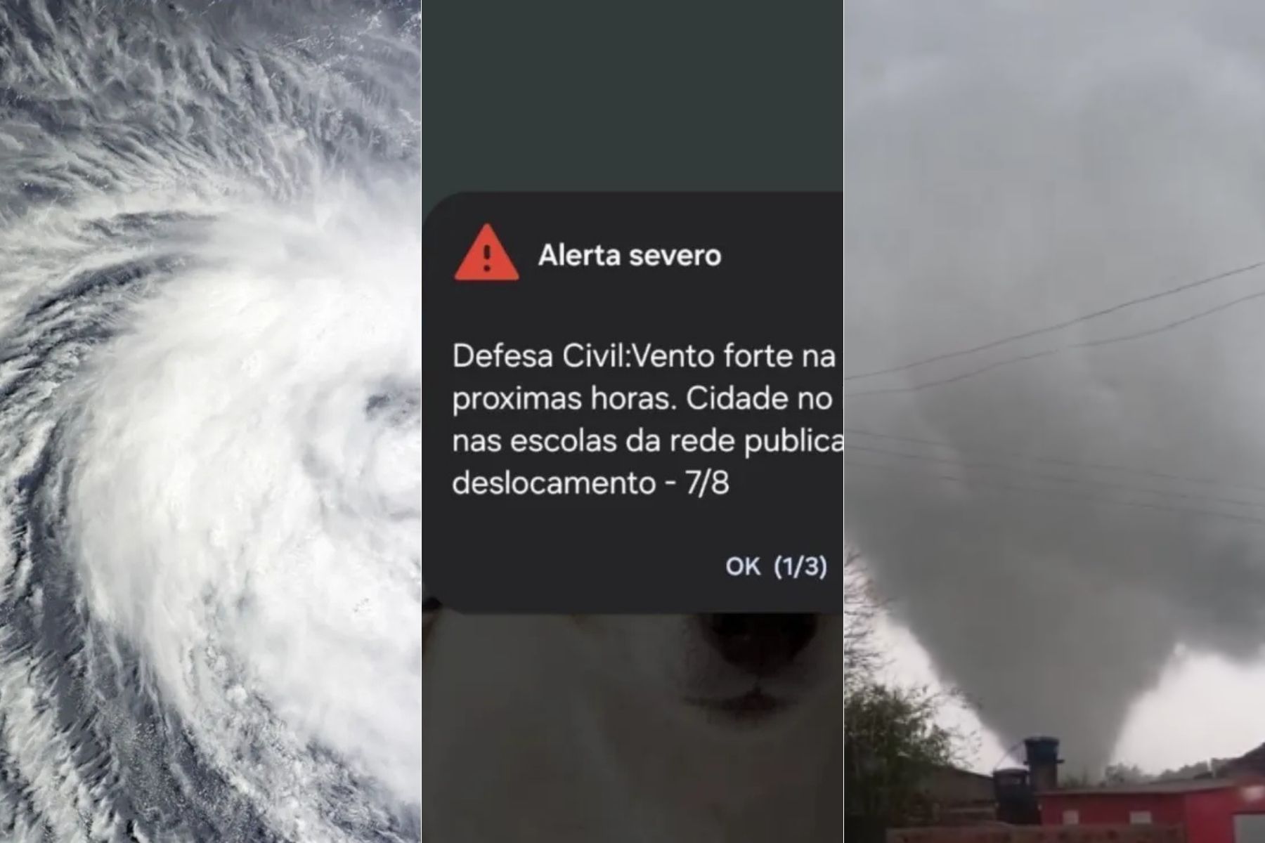 Ciclone-bomba provoca tornados, granizo e suspende aulas em estados do Brasil