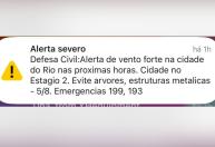 Defesa Civil do Rio envia alerta severo para ventos fortes nesta quarta (5)