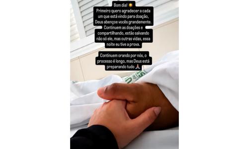 Esposa de Eduardo aparece ao lado do cantor em hospital e agradece doações • Reprodução | Redes sociais