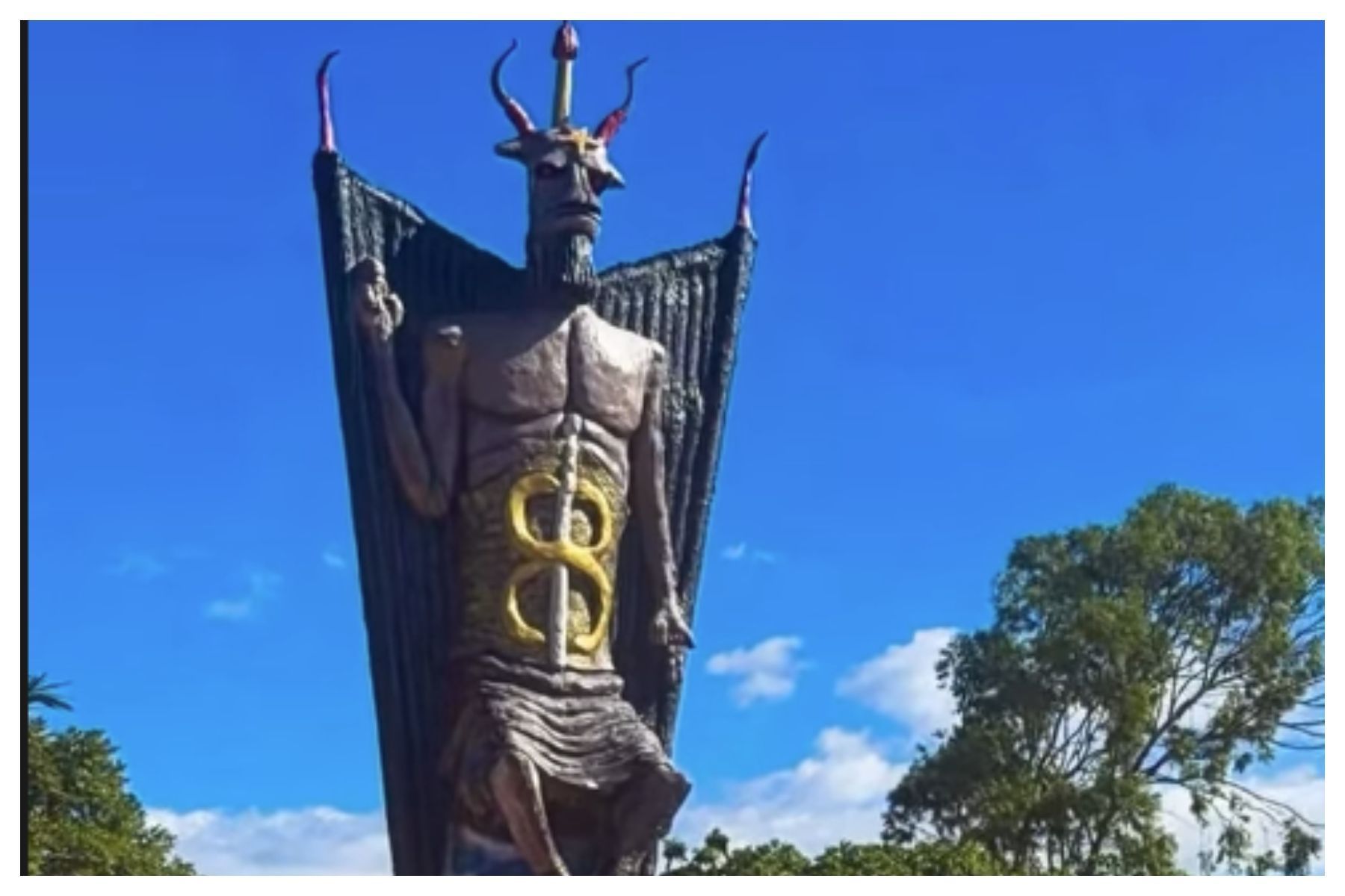 Estátua gigante em homenagem ao Diabo é construída no Ceará