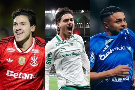 Pedro, do Flamengo, Maurício, do Palmeiras, e Wanderson, do Cruzeiro