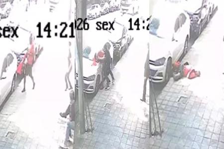 Vídeo mostra homem sendo agredido com socos antes de cair no chão