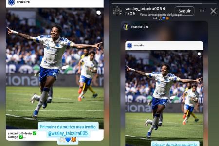 Os stories de Wesley e Cássio • Reprodução/Instagram