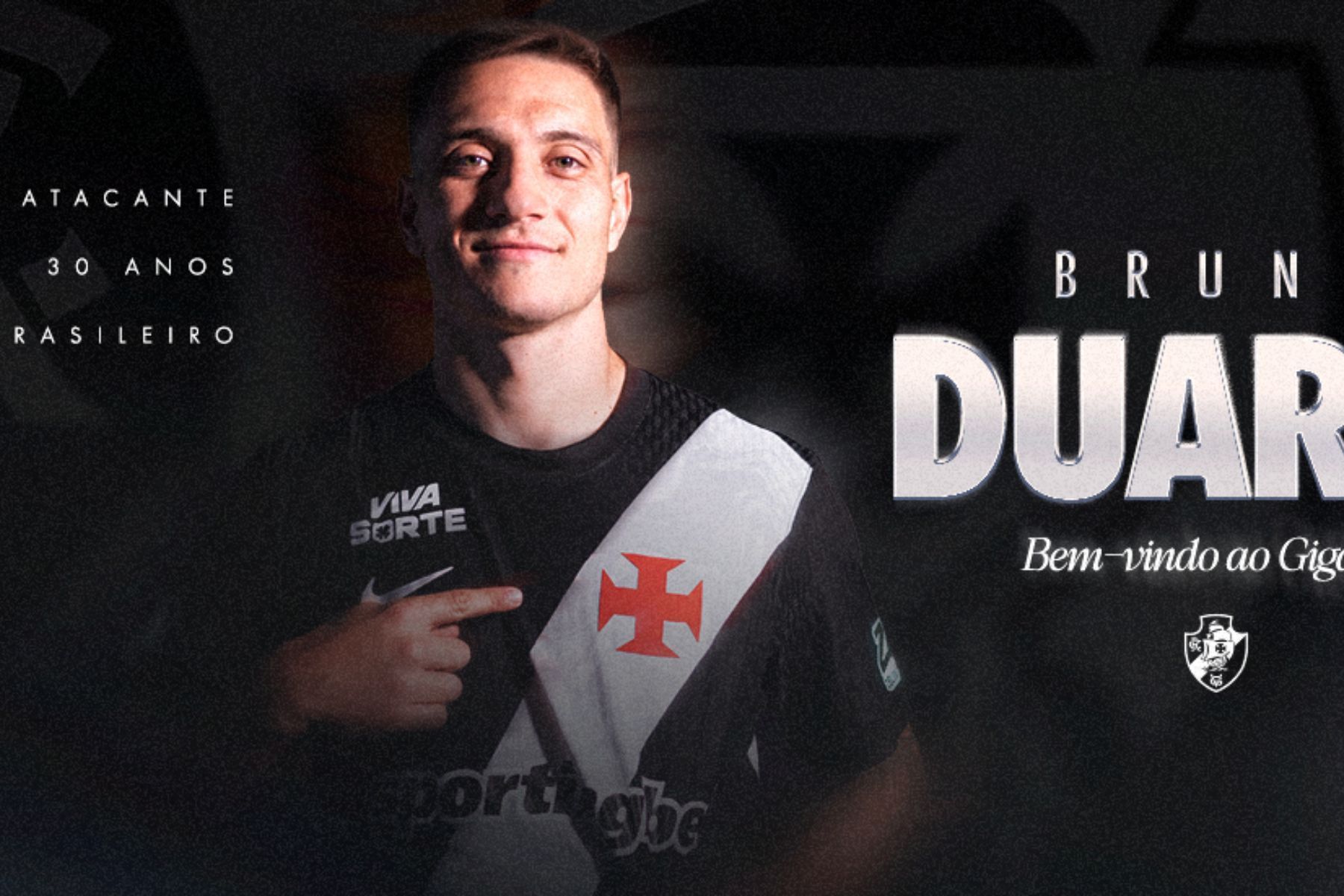 Vasco anuncia a contratação de Bruno Duarte: 'Trabalho para fazer gol'