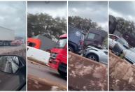 Carreta sem controle bate em veículos e capota no Anel Rodoviário de Belo Horizonte