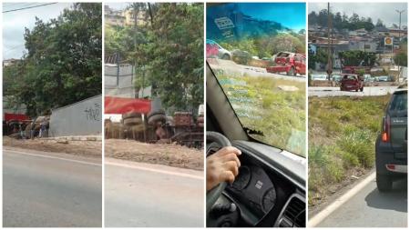 Carreta desgovernada atingiu outros veículos no Anel Rodoviário de BH • Reprodução/redes sociais