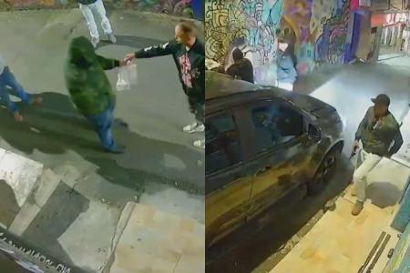 Câmeras de segurança flagraram o momento em que a vítima foi agredida e colocada no porta-malas da falsa viatura