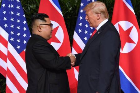 Encontro entre Kim Jong-un e Donald Trump em Cingapura, em 2018