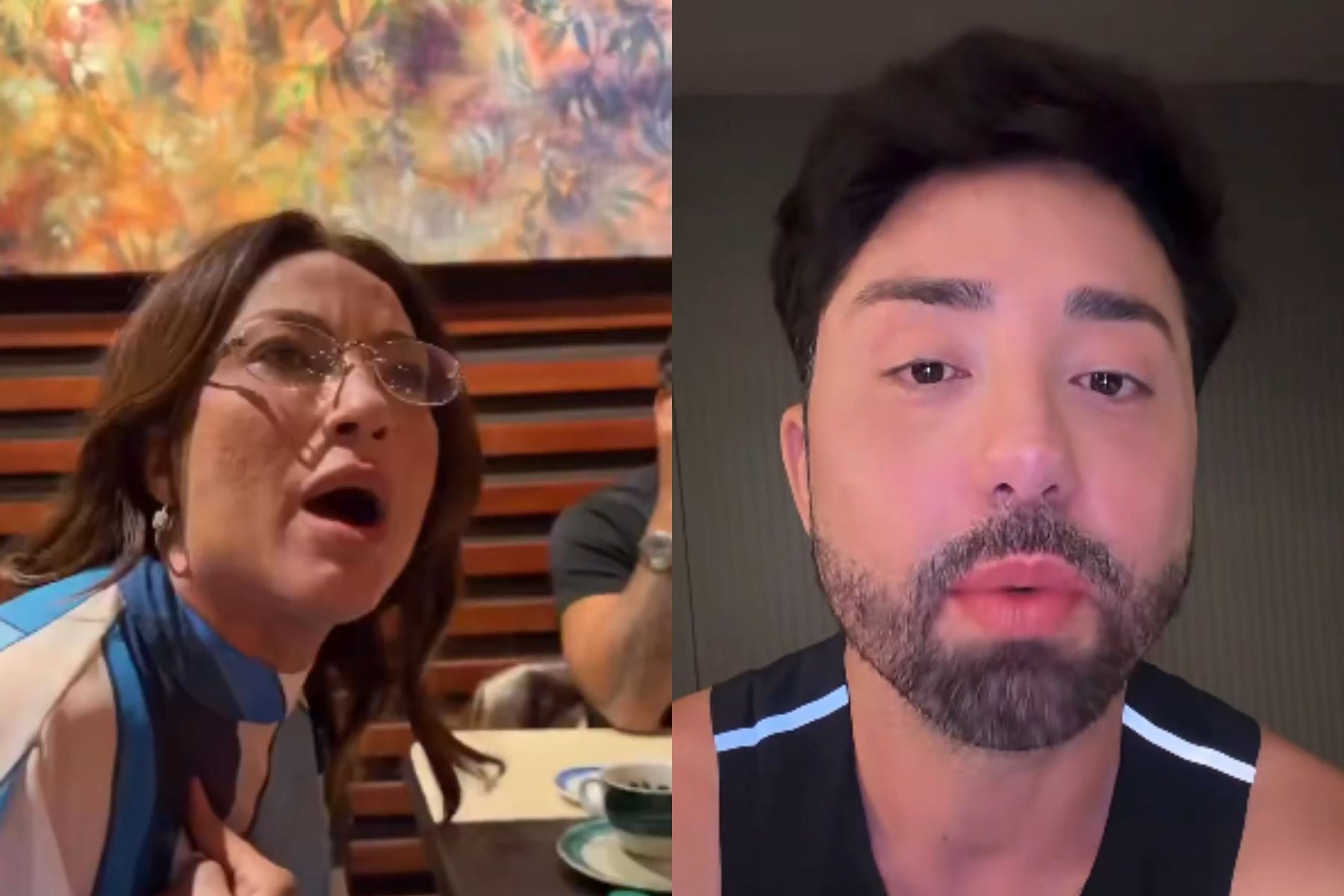 Rico Melquiades e Thayse Teixeira batem boca em restaurante; vídeo