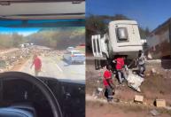 Vídeo: carreta carregada com detergentes tomba na Fernão Dias e interdita trânsito na Grande BH