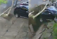 Parte de calçada cede, e cratera 'engole' carros estacionados em Porto Alegre; veja vídeo