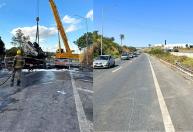 Faixa na MG-010, onde caminhão-tanque tombou, segue interditada nesta sexta-feira (28)