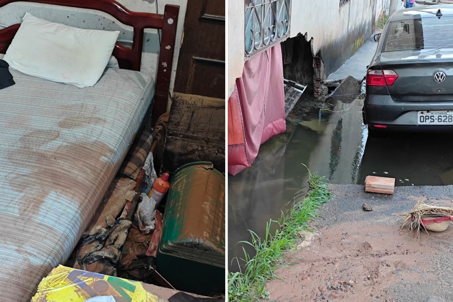 Morador precisou ser resgatado e quarto ficou destruído após vazamento de água em BH