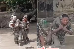 Vídeo: oficiais resgatam sobrevivente coberto de lama após enchente no Nepal