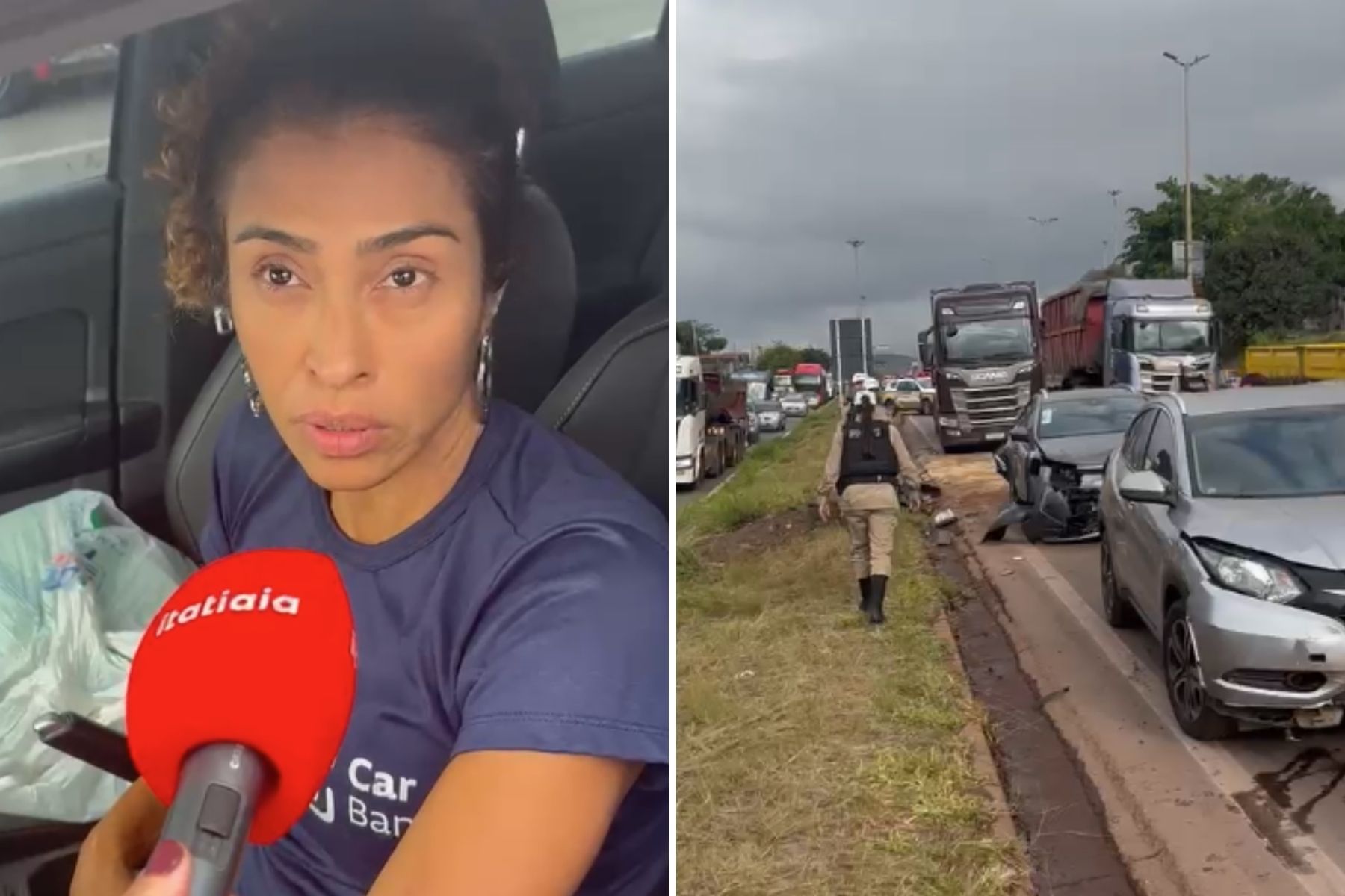 'Impacto muito forte', diz mulher que se envolveu em acidente com carreta no Anel Rodoviário