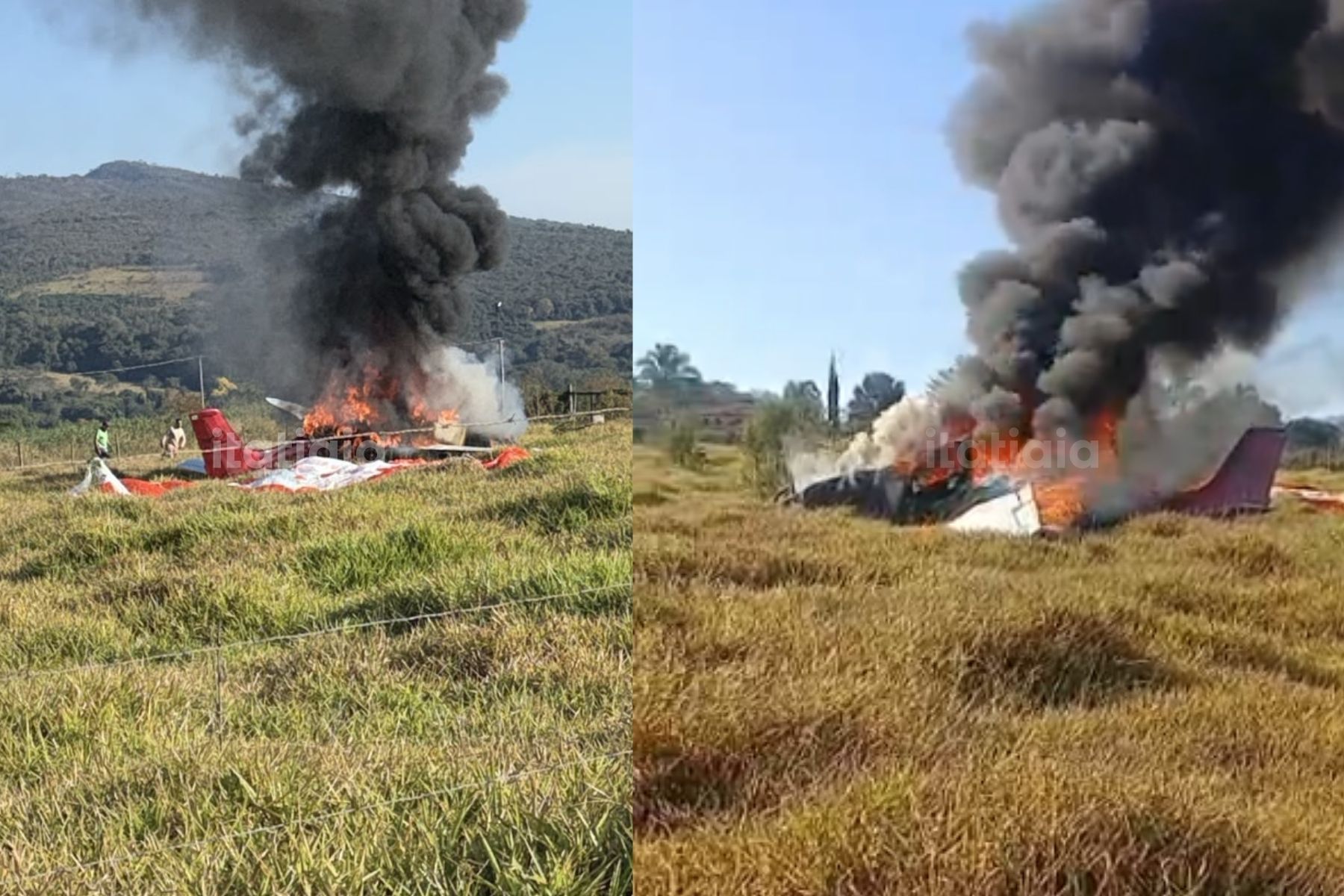 Avião cai em Mateus Leme, na Grande BH, nesta terça (25)