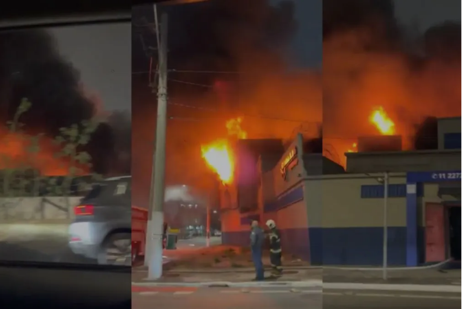Incêndio de grandes proporções atinge prédio comercial em São Paulo