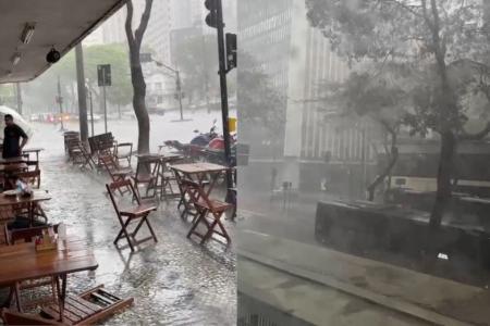Capital mineira pode ter pancadas de chuva de até 20 milímetros, além de raios e rajadas de vento de até 40 km/h até as 8h desta segunda-feira (31) • Imagens cedidas à Itatiaia