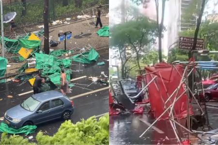 Barracas da Feira Hippie são destruídas durante temporal em BH; veja vídeo