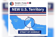 Oriente Médio: Trump compartilha montagem do Estreito de Ormuz como 'território dos EUA'