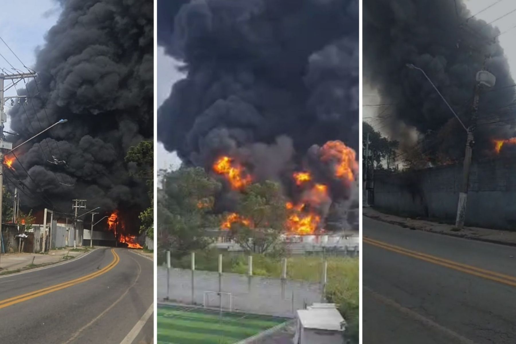 Incêndio de grandes proporções atinge empresa com tanques de solventes em SP; veja vídeo