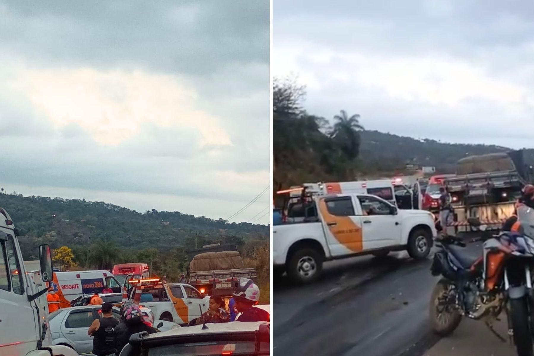 Acidente entre carro e caminhão deixa dois em estado grave e fecha a BR-381
