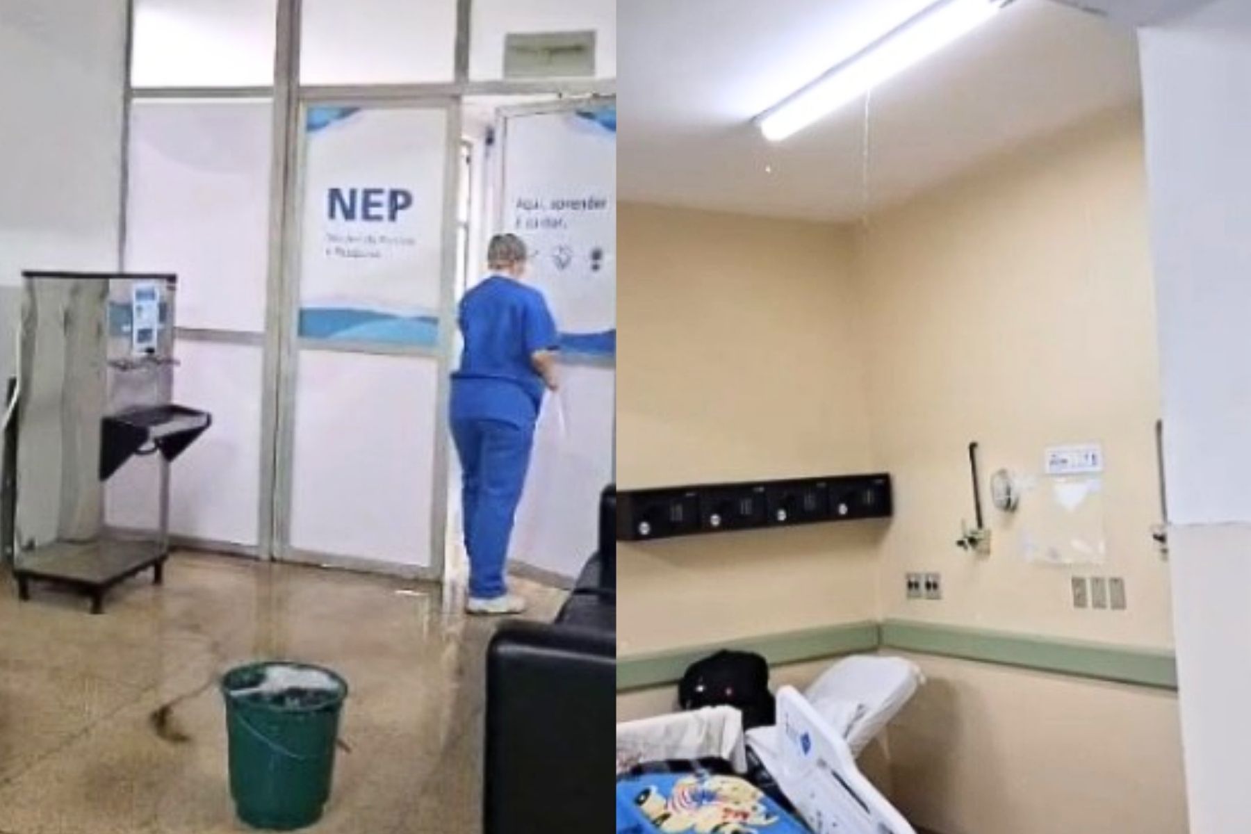Chuva provoca infiltração no Hospital Alberto Cavalcanti, em BH