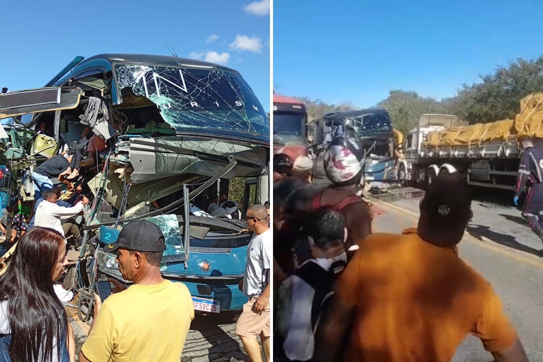 Batida entre caminhão e ônibus na BR-259 deixa ao menos duas pessoas mortas e 20 feridas