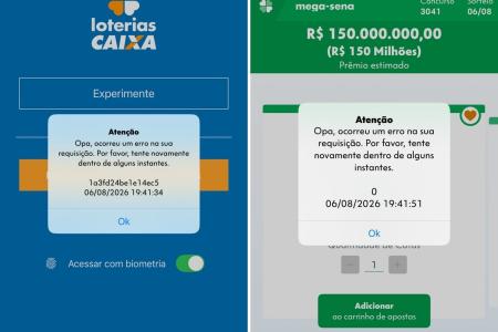 Site da Loterias Caixa tem instabilidade antes do concurso da Mega-Sena de R$ 150 milhões • Imagem cedida à Itatiaia