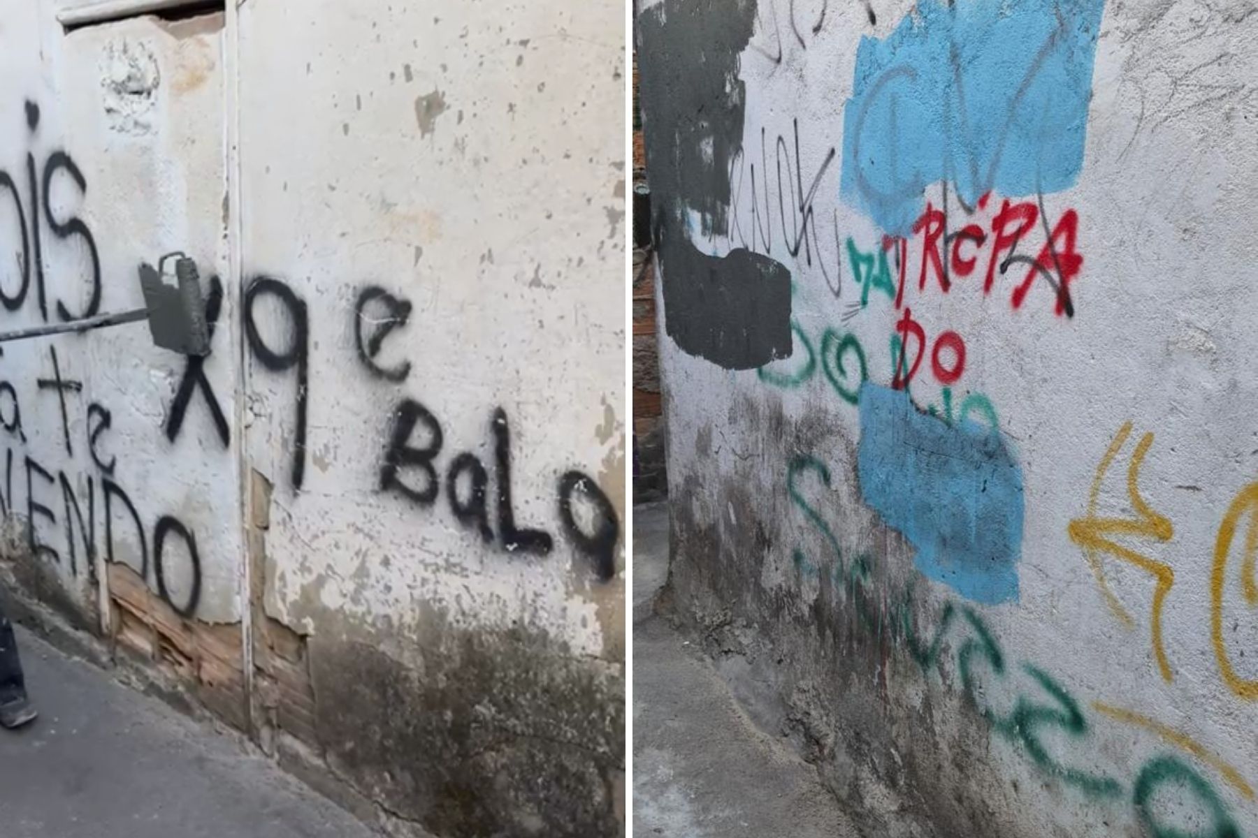 PM realiza força-tarefa no Jardim Laguna e apaga pichações com referência a facções
