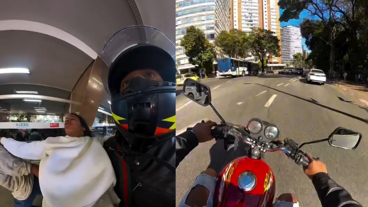Motoboy abre caminho no trânsito para ajudar mulher que passava mal a chegar ao hospital em BH