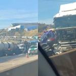 Vídeo: engavetamento com sete veículos trava o trânsito na BR-381, na Grande BH