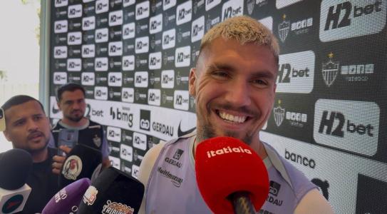 Lyanco, zagueiro do Atlético, em entrevista na Cidade do Galo