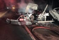 Caminhão pega fogo na MGC-496, em Várzea da Palma