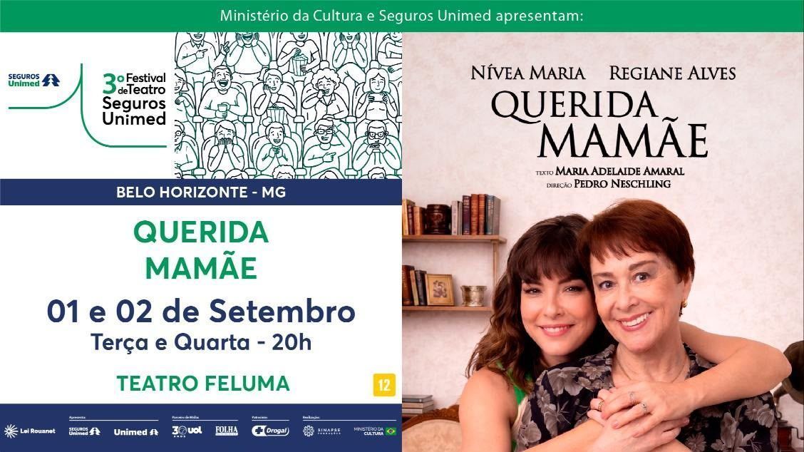 Nívea Maria e Regiane Alves estrelam 'Querida Mamãe' no Teatro Feluma em BH